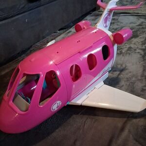 Mattel Barbie Dream Jet Plane Jumbo Airplane Pink White Accessory Seats Move GUC